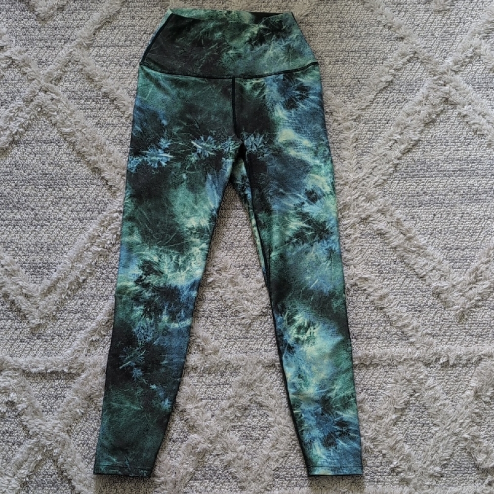 Carbon38 Printed High Rise 7/8 Leggings In Green … - image 1